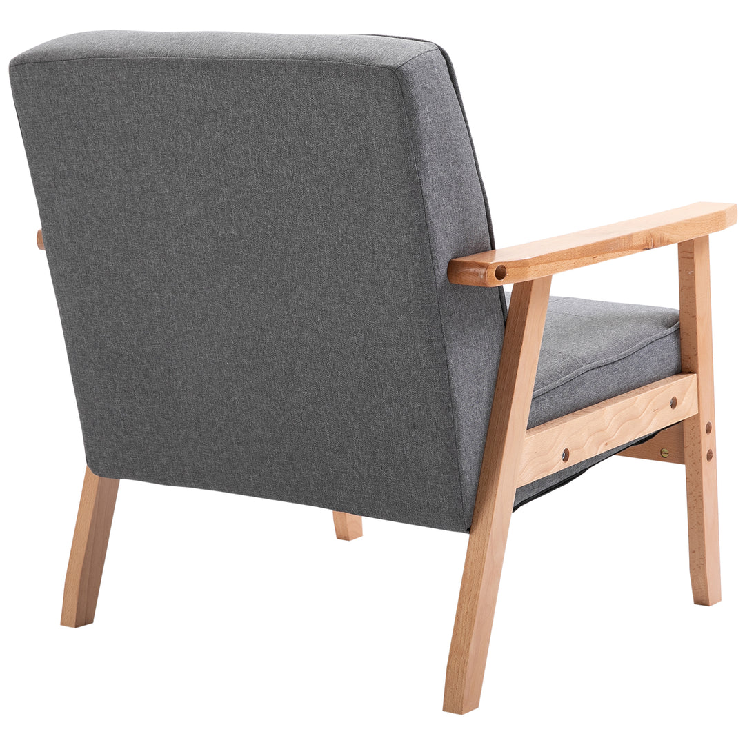 HOMCOM Reception Retro Accent Chair Beech Wood Frame Armchair Occasional Living Room Reception Bedroom Balcony Conservatory Padded
