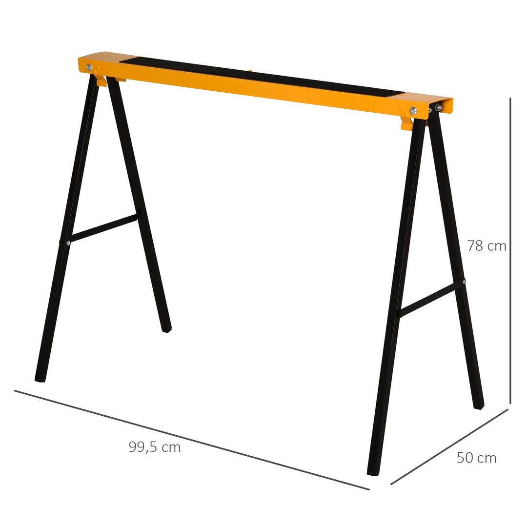 2-Piece Saw Horse Material Support Steel Organizer Heavy Duty 125kg Non-Slip Cushion Side Grip Handle Foldable Design Saving Space