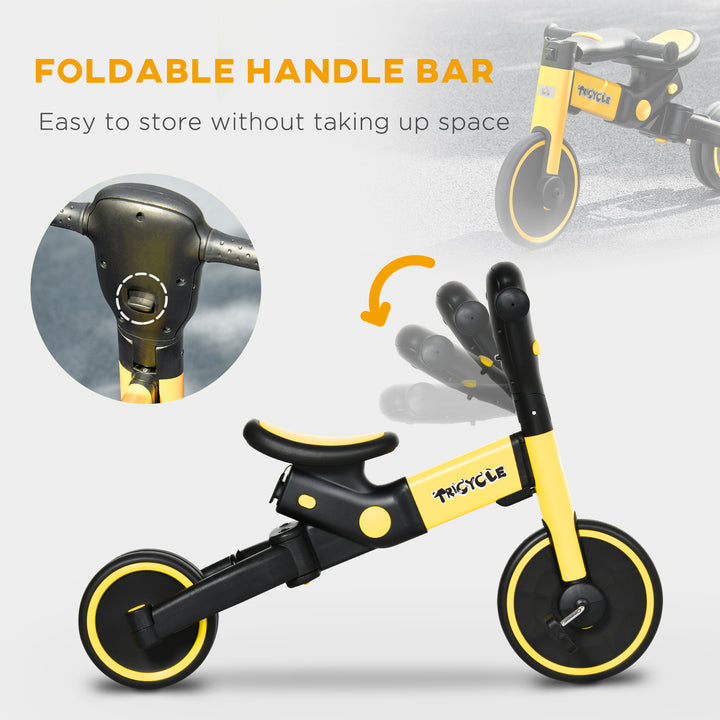 4-in-1 Tricycle for Kids, Baby Trike with Adjustable Push Handle, 18-60 Months, Yellow