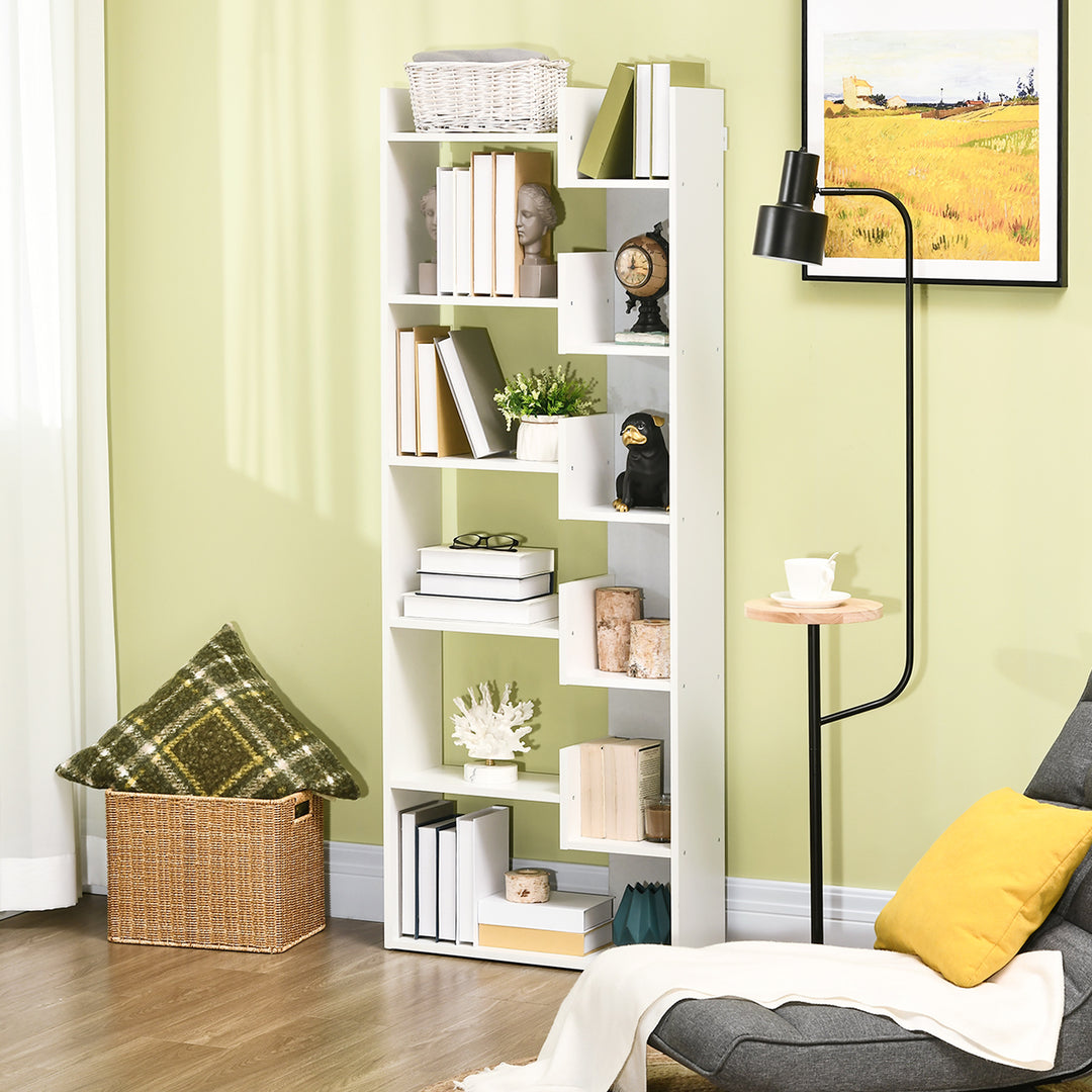 6-Tier Bookshelf, Modern Bookcase with 11 Open Shelves, Freestanding Decorative Storage Shelving for Home Office and Study, White
