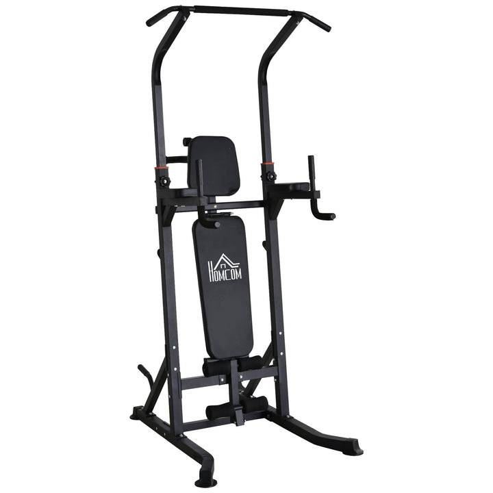 HOMCOM Multifunction Power Tower w/ Bench Home Workout Dip Station Push-up Bars Fitness Equipment Office Gym Training