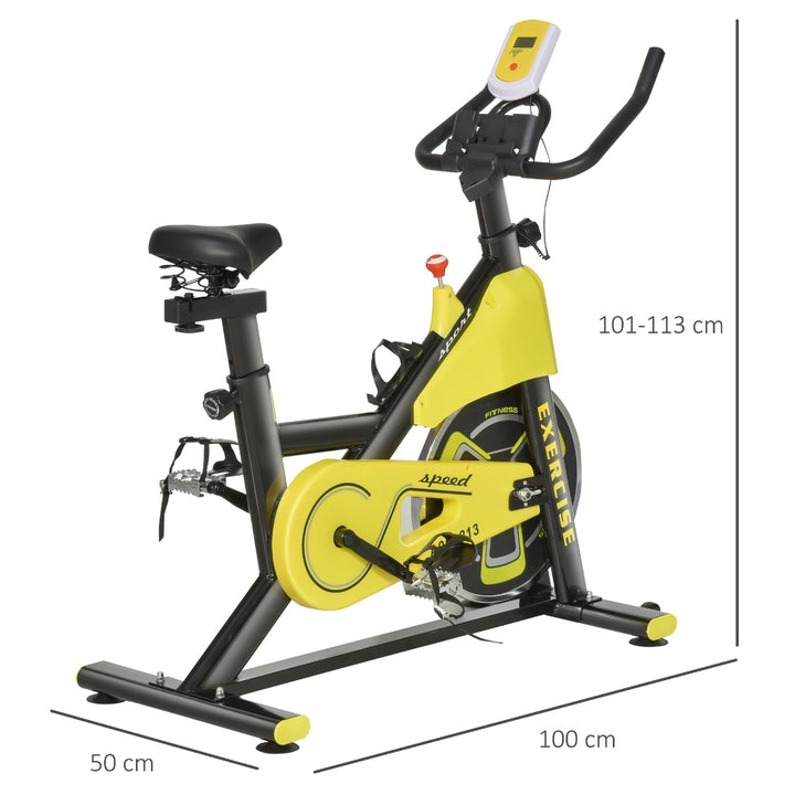 HOMCOM Exercise Bike Indoor Cycling Bike Stationary Bicycle with Belt Drive Adjustable Resistance Seat Handlebar LCD Display Home Gym Upright Bike