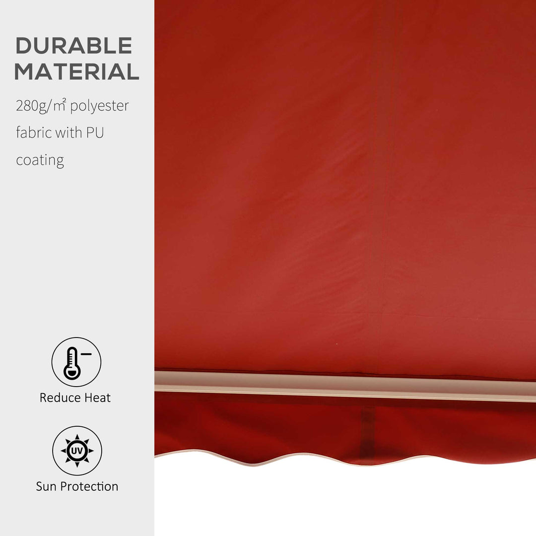 Garden Patio Manual Retractable Sun Shade Patio Awning Outdoor Deck Canopy Shelter, 2.5mx2m (Dark Red)