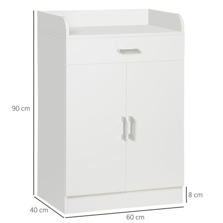 Modern Storage Cabinet, Small Floor Cupboard with Drawer and Adjustable Shelf for Kitchen, Living Room, Bedroom, Hallway, White