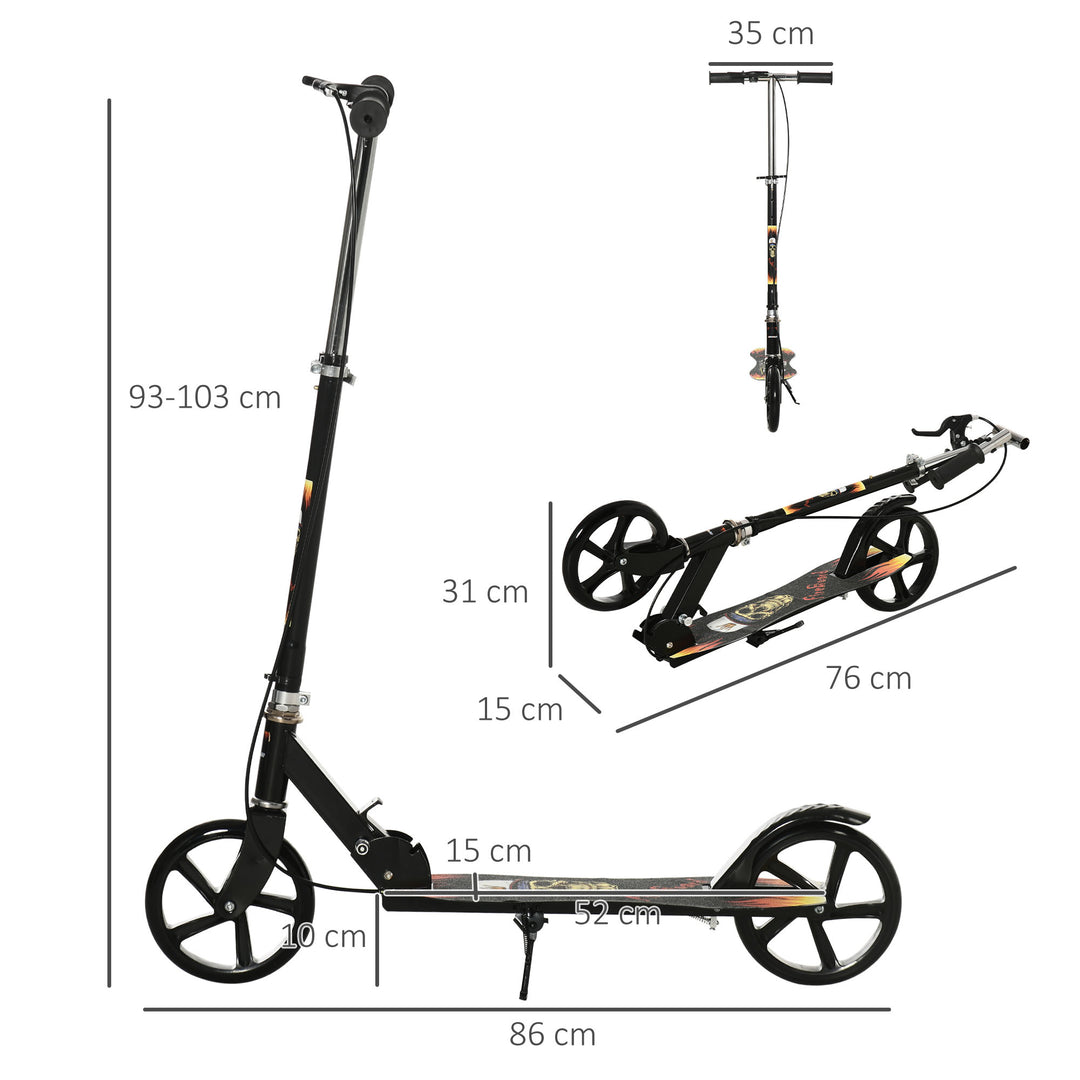 HOMCOM Kids Scooter, Toddler Foldable Kick Scooter with Adjustable Height Brake for Boys and Girls 7-14 Years, Black