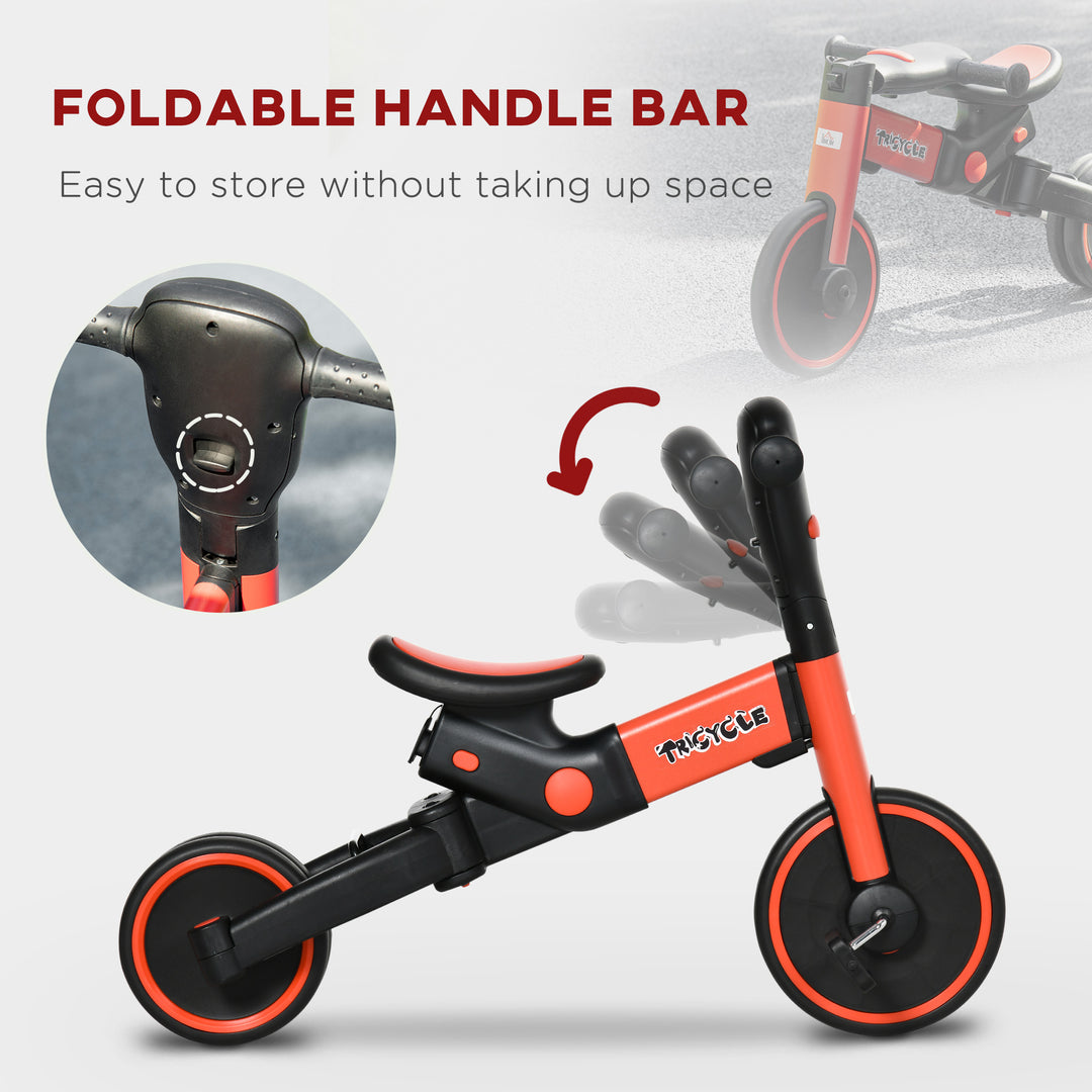 4-in-1 Tricycle for Kids, Baby Trike with Adjustable Push Handle, 18-60 Months, Red