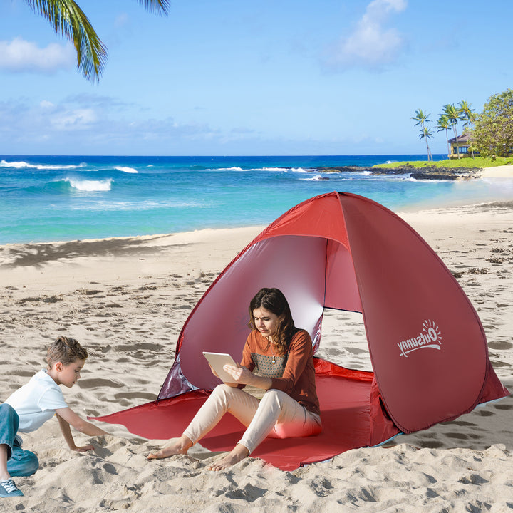 Pop-up Portable Beach Hiking UV Protection Patio Sun Shade Shelter Tent for 2-3 Person-Red