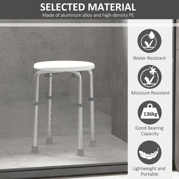 Adjustable Non-Slip Shower and Bath Stool,  32.5Wx41Dx35.5-54H cm-Cream White