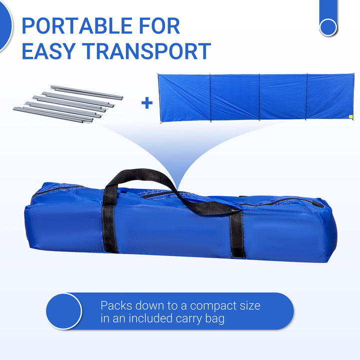 Camping Windbreak with Carry Bag and Steel Poles, Privacy Wall, 540cm x 150cm