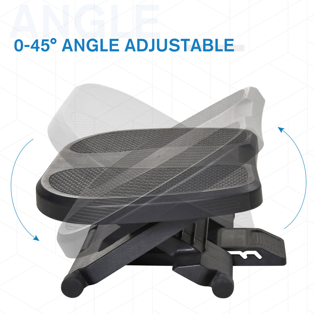 Footrest Adjustable Height & Angle 0-30 Degree for Better Posture at Office Black