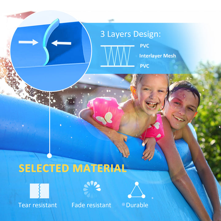 Inflatable Family Swimming Pool, Family-Sized Round Paddling Pool w/ Hand Pump for Kids, Adults, Outdoor, Garden, 274cm x 76cm, Blue