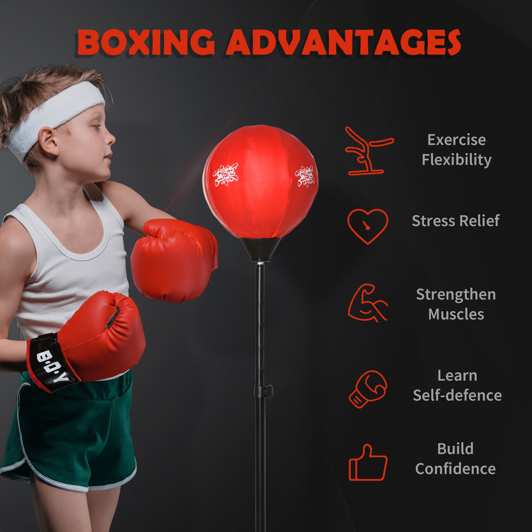 Kids Boxing Set, Adjustable Height Punching Ball, Free Standing Punch Bag with Boxing Gloves for 8-10 Years Children