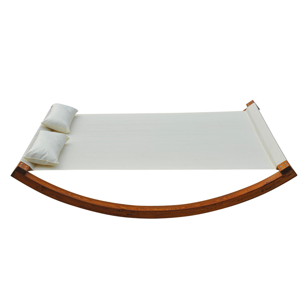 Outsunny Rocking Double Sun Lounger W/ Wooden Frame-White