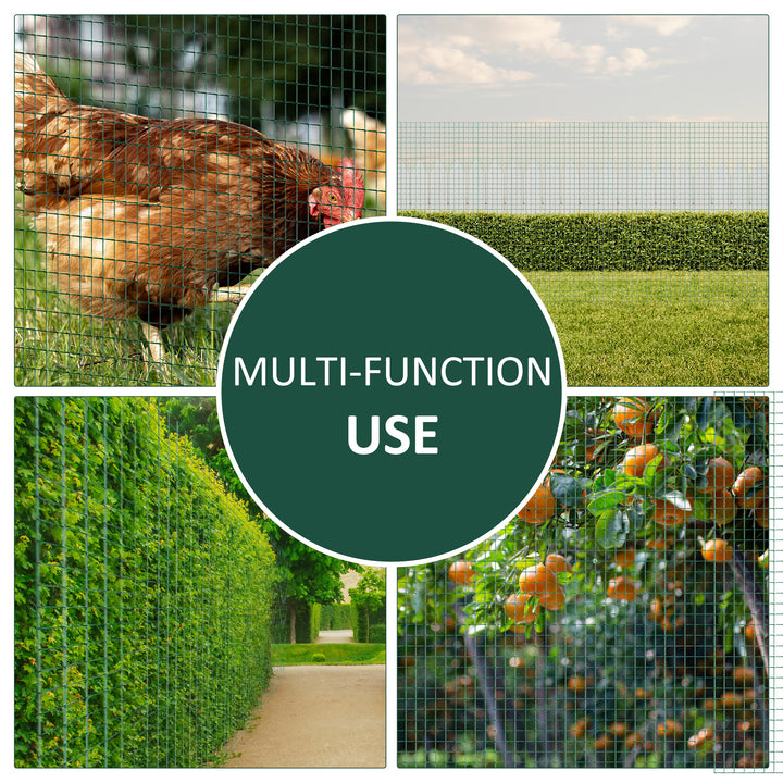 Pawhut PVC Coated Welded Wire Mesh Fencing Chicken Poultry Aviary Fence Run Hutch Pet Rabbit 30m Dark Green