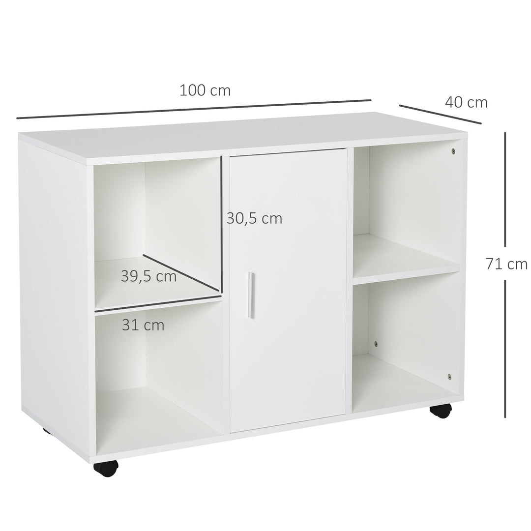 Vinsetto Printer Stand With 360 Degree Casters Multifunctional Office Cabinet Mobile File Cabinet E1 Particle Board White