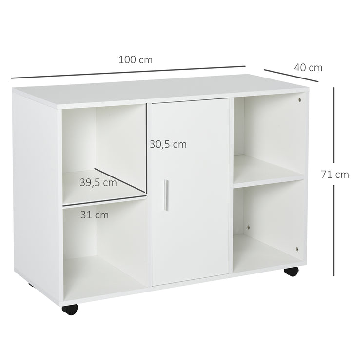 Vinsetto Printer Stand With 360 Degree Casters Multifunctional Office Cabinet Mobile File Cabinet E1 Particle Board White