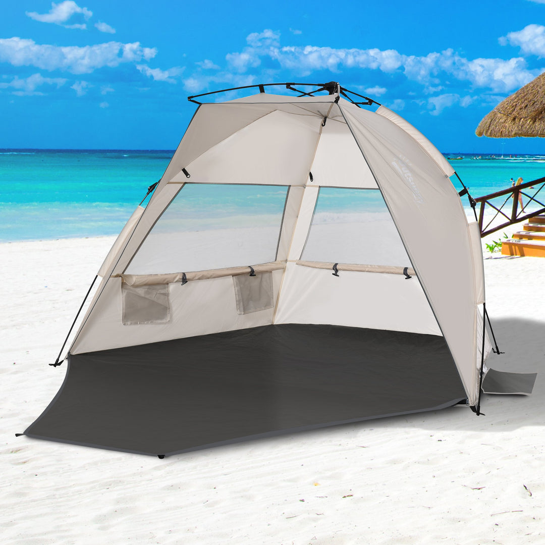 Pop-Up Beach Tent with Floor Mesh and Carry Bag