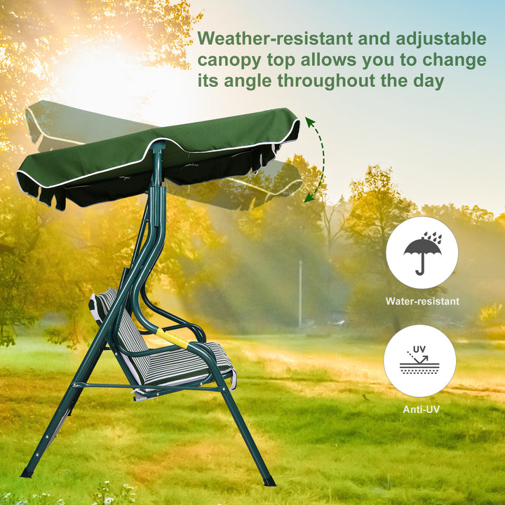 Steel 3-Seater Swing Chair w/ Canopy Green