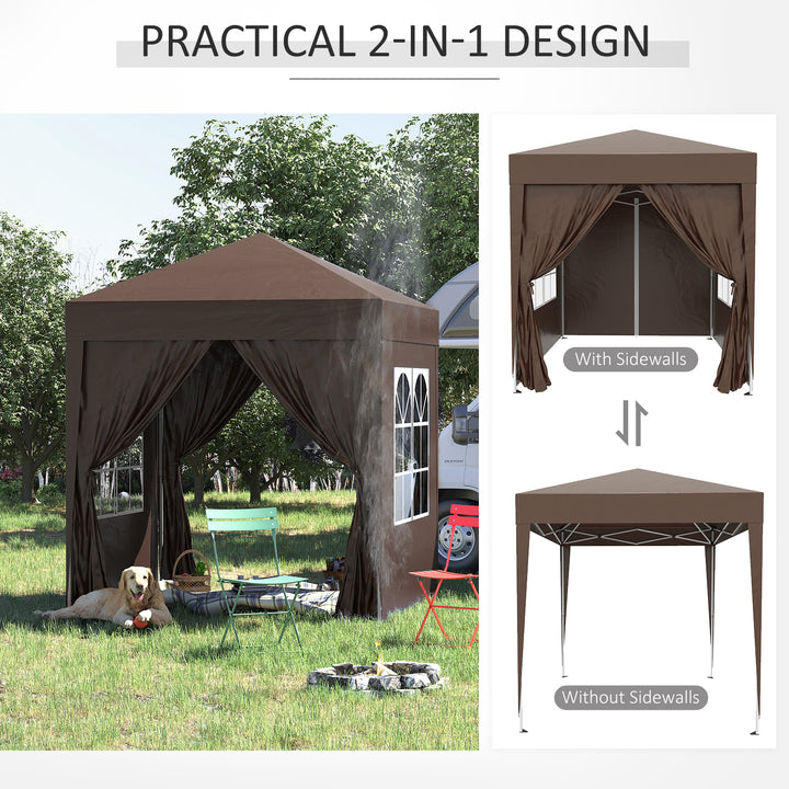 Outsunny Pop Up Gazebo Canopy, size (2 x 2m)- Coffee