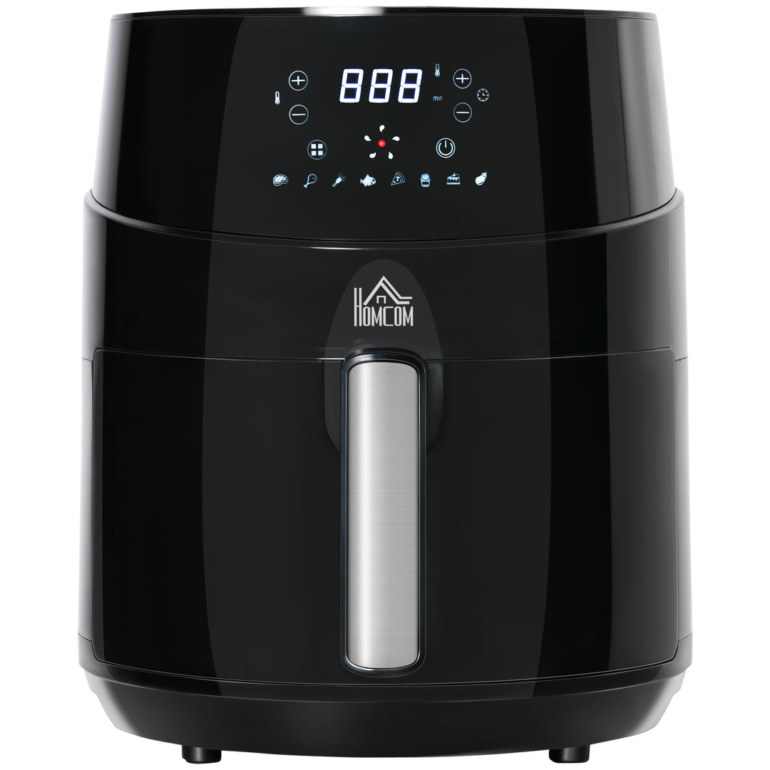 HOMCOM 4.5L Digital Air Fryer, 1500W W/ Digital Display, Rapid Air Circulation, Adjustable Temperature, Timer and Nonstick Basket, Black