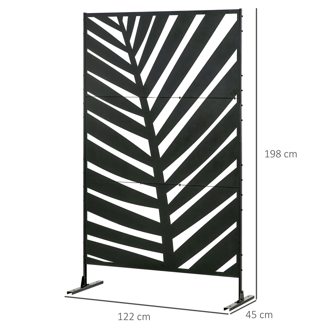 Privacy Screen with Stand and Ground Stakes, 6.5FT Metal Outdoor Divider, Decorative Privacy Panel for Garden Patio Pool Hot Tub