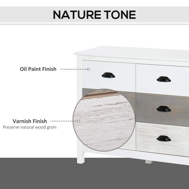 Side Cabinet Home Organizer with 6 Storage Drawer Unit, Round Handle for Bedroom, Living Room