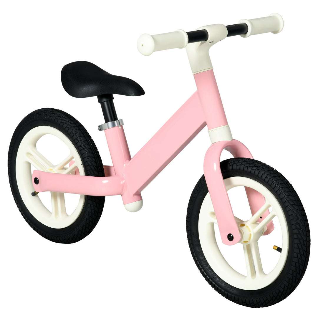 Kids Balance Bike, 12" No Pedal Training Bike for Children with Adjustable Seat, 360¡ Rotation Handlebars - Pink