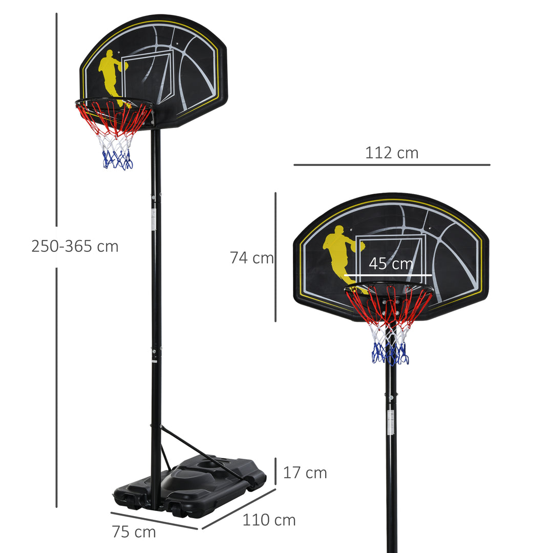 Fully Adjustable Free Standing Portable Basketball Stand Garage Net Hoop Backboard Outdoor Adult Senior Sports Fun Games w/ Wheels