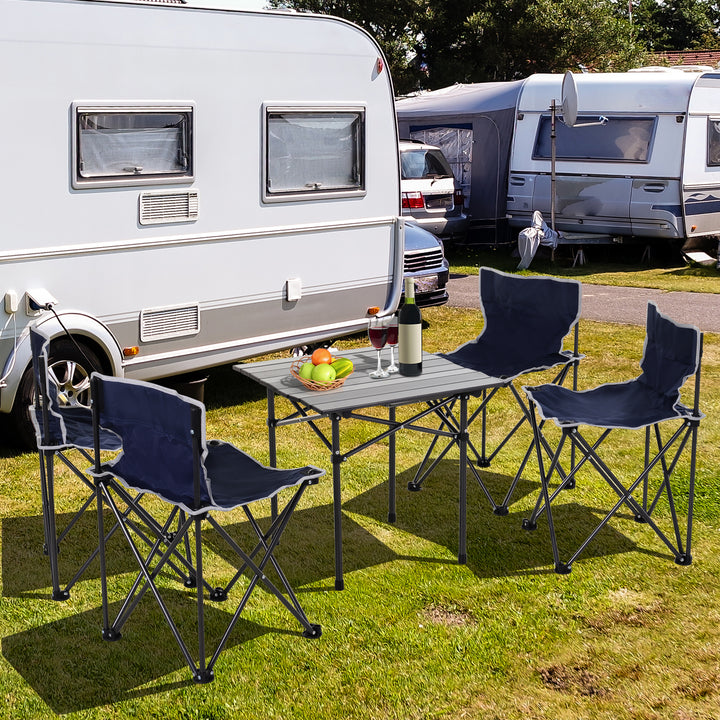 5 Piece Camping Table &amp; Chairs Set with Carrying Bag Foldable Portable Lightweight Compact Aluminium Roll-up Top for picnic