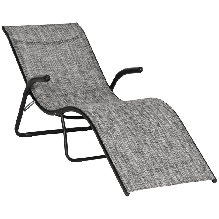 Outsunny Folding Chaise Lounge Chair, Reclining Garden Sun Lounger for Beach, Poolside and Patio, Grey